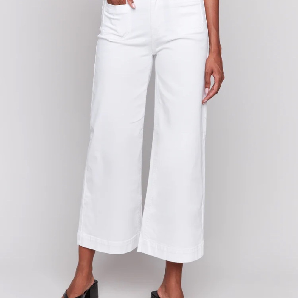 CHARLIE B White Wide Leg Crop Jeans